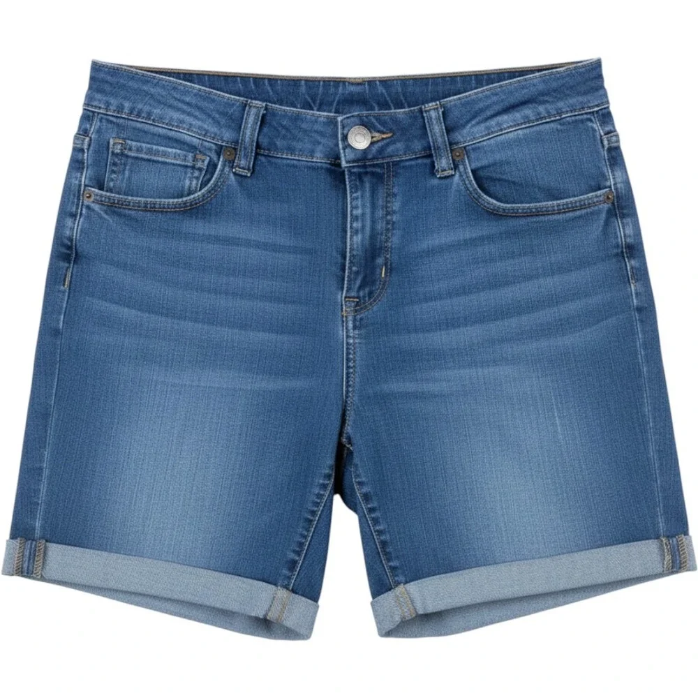 Time and Tru Women's Size 16 Mid-Rise Denim Bermuda Shorts Medium Wash Cuffed